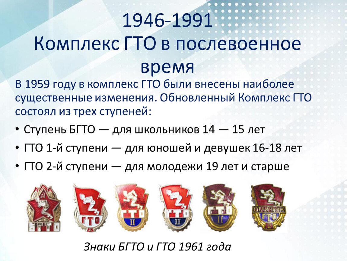 ГТО в послевоенное время.