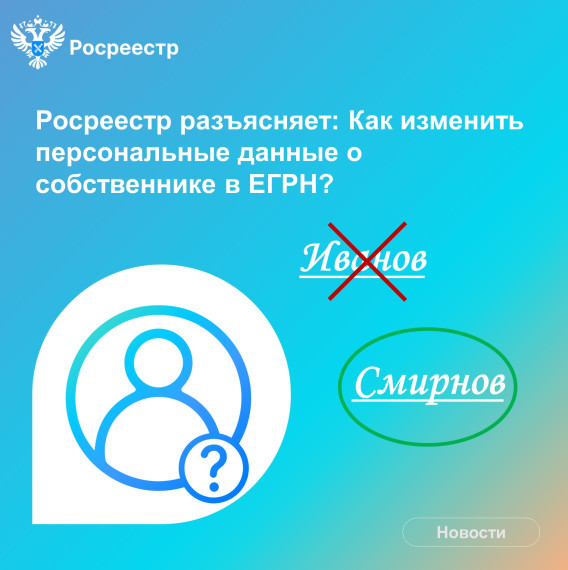 Росреестр разъясняет: Как изменить персональные данные о собственнике в ЕГРН?. Росреестр разъясняет: Как изменить персональные данные о собственнике в ЕГРН?.